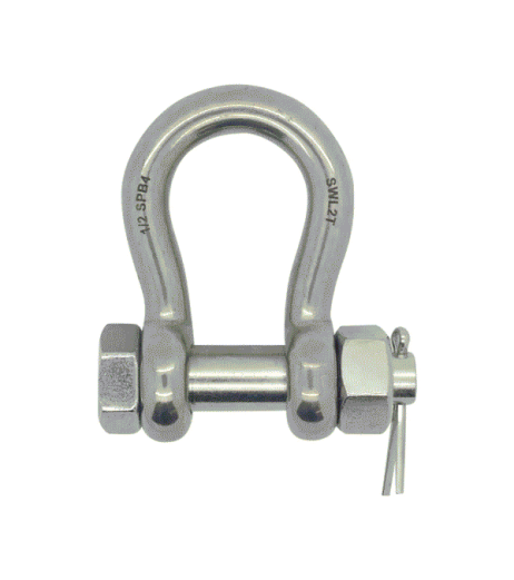 Stainless Steel Lifting Shackles - Bow with Safety Bolt