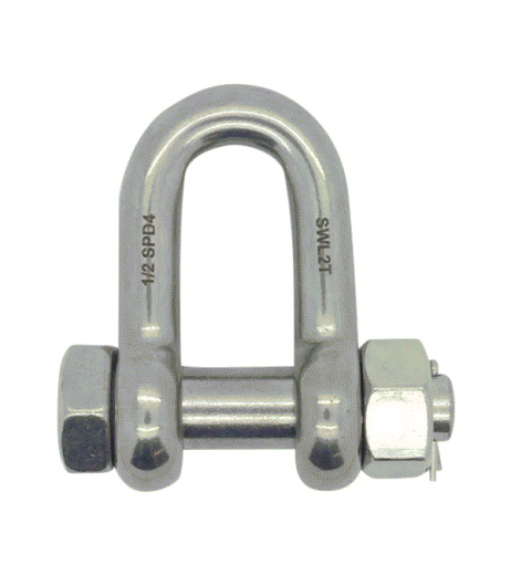 Stainless Steel Lifting Shackles - Dee with Safety Bolt