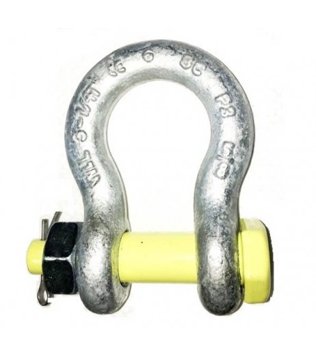 Yellow Pin Bow Shackle with Safety Bolt