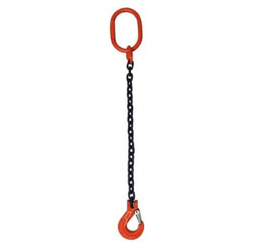 Grade 80 5.3 tonne x 1mtr Single Leg 13mm Lifting Safety Hook Chain Sling 