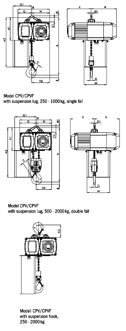 CPV 5-4 hoist dimensions