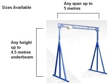 500kg A-Frame Lifting Gantry dimensions