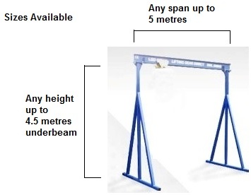 500kg mobile lifting gantry sizes