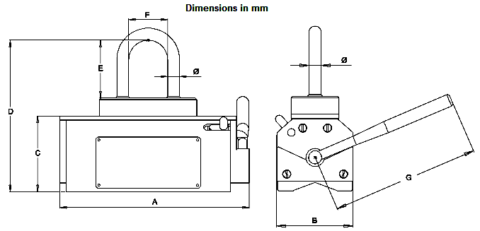 Tractel Magfor II Lifting Magnet dimensions