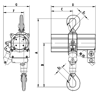 JDN Profi 025TI - 2TI Air Hoists dimensions