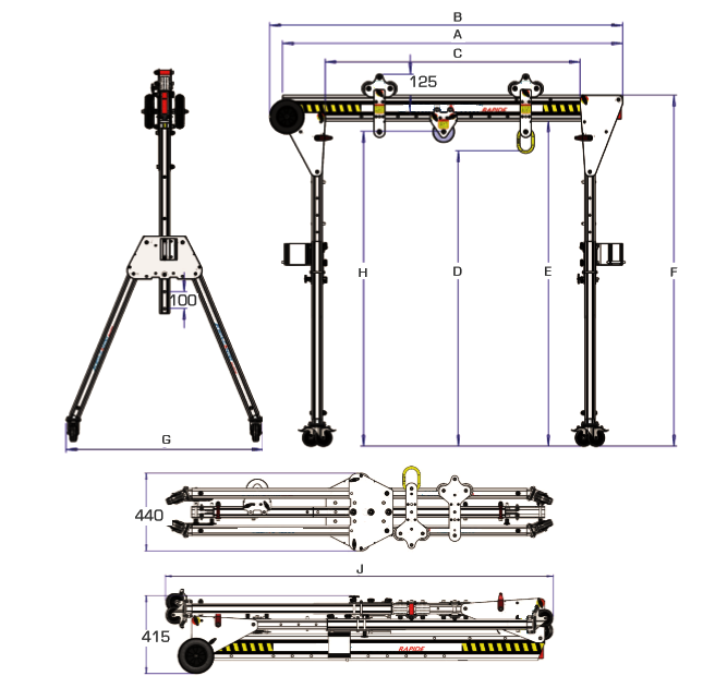 Rapide aluminium lifting gantry