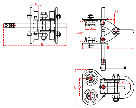 Riley Adjustable Superclamp Runway Trolley dimensions