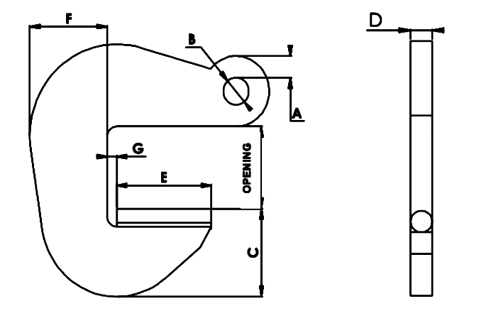 Topal F Pipe Lifting Hooks dimensions