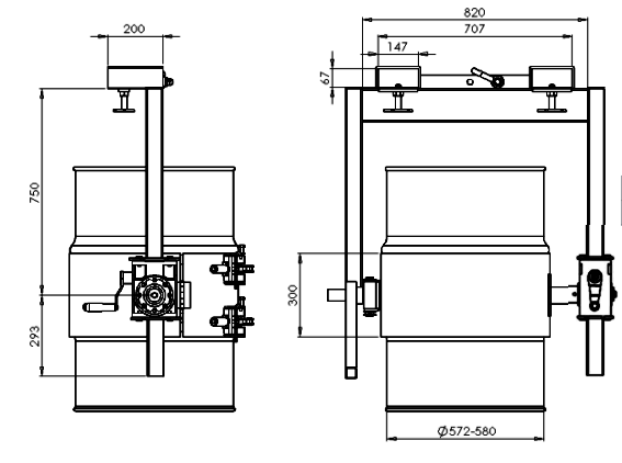 Heavy Duty Fork/Crane Mounted Drum Rotator Contact DTR-3&4-1000 