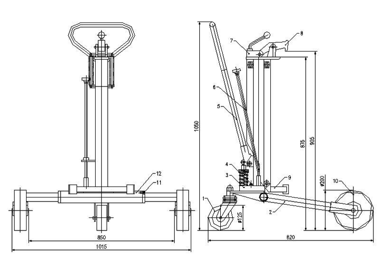 Hydraulic Ergonomic Drum Handler Raptor DT400  dimensions