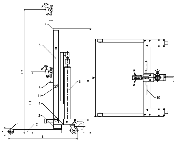 Hydraulic Drum Truck (low profile) WA30B dimensions