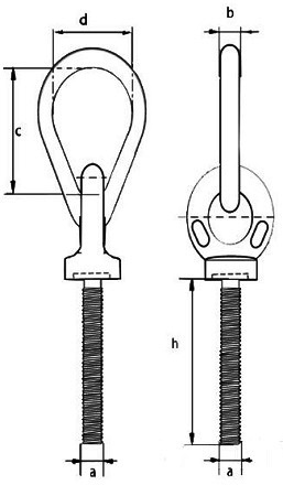 long shank collared eye bolt with reevable egg link - metric thread