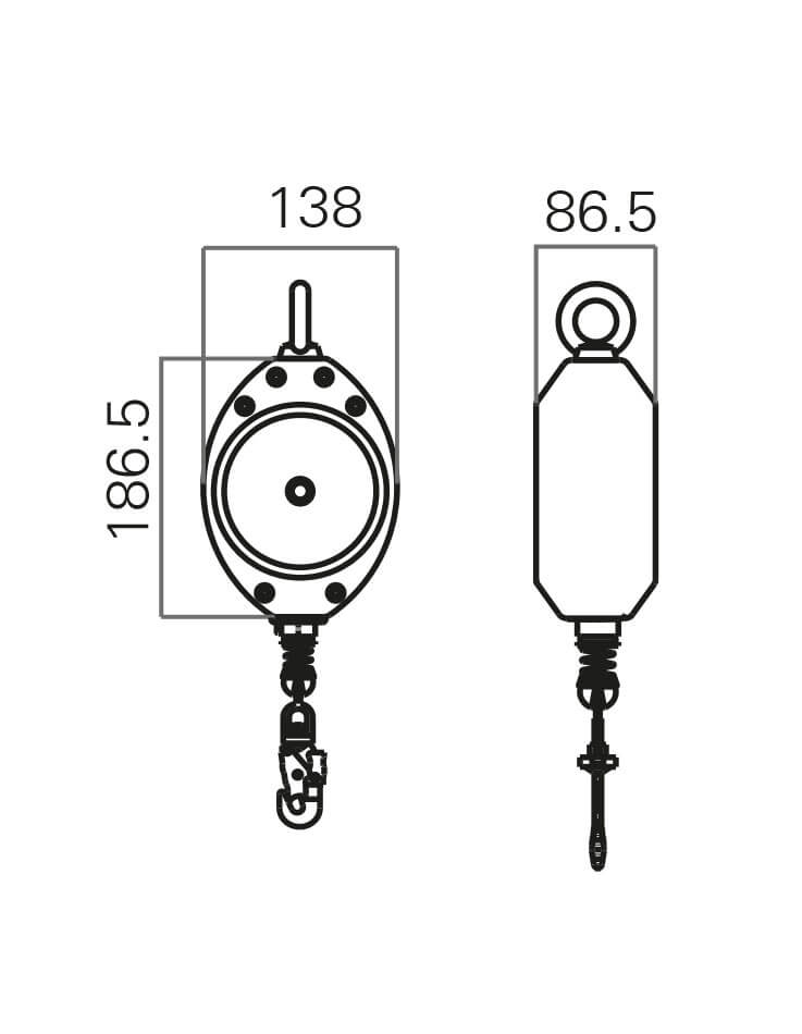 Kratos 7m Wire Rope Fall Arrest Block dimensions