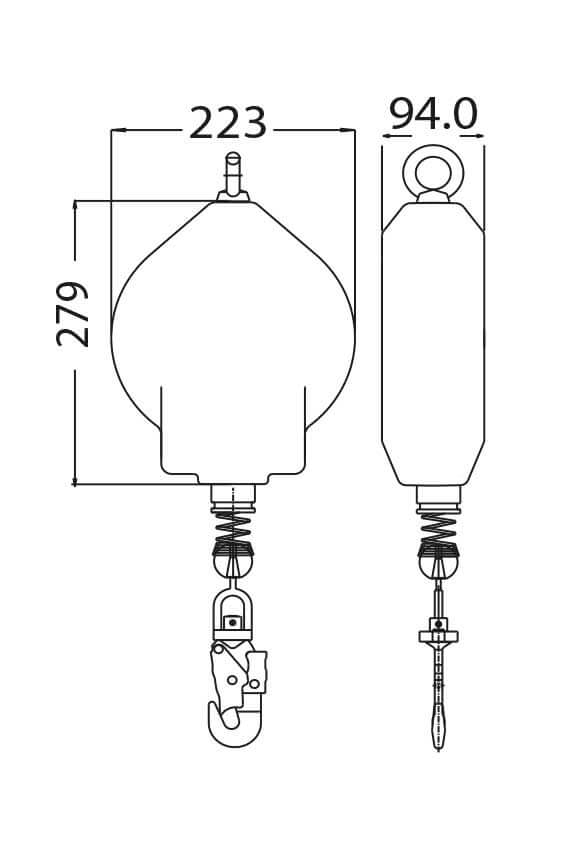 Kratos 15m Wire Rope Fall Arrest Block dimensions