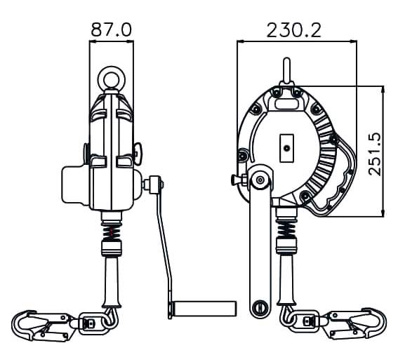 Kratos 10m Wire Rope Fall Arrest Block with Winch