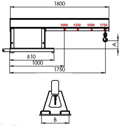  Forklift Jib Arm - Contact FMJ dimensions