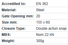 Ridgegear RGK10 Double Action Hook specs