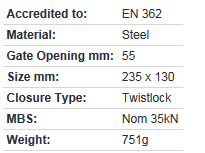 Ridgegear RGK5 Steel Large Gate Karabiner