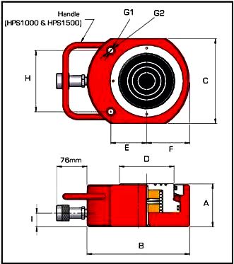 HiForce HPS Low Height Pad Cylinders dimensions