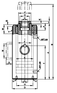 Yale YCH Double Acting Hollow Cylinders dimensions