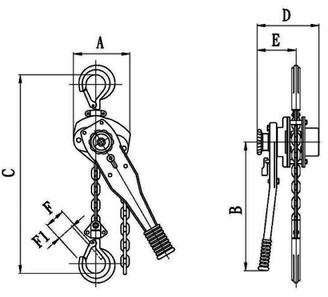 Tiger PROLH Lever Hoist dimensions