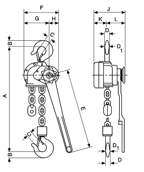 Yale D85 Lever Hoist / Pull Lift dimensions