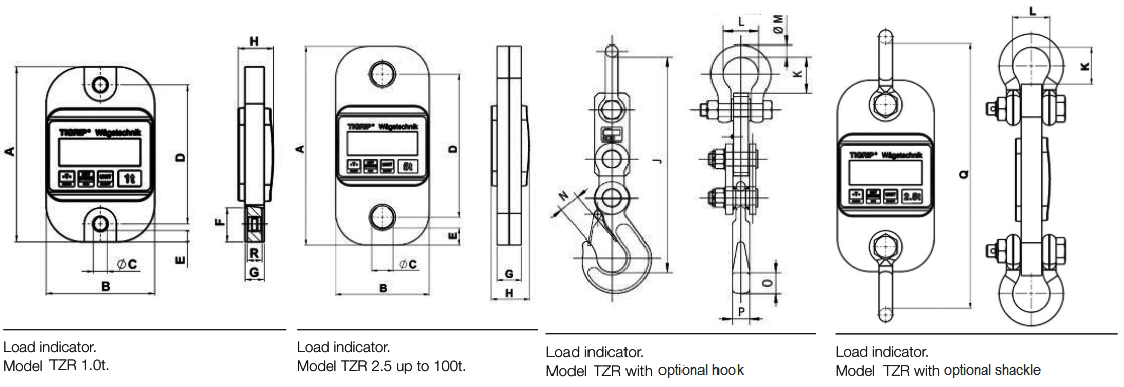 Yale Tigrip TZR Load Cell dimensions