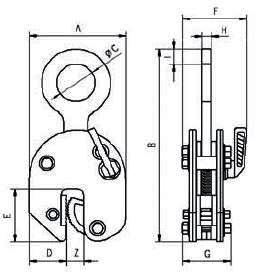 Camlok 92 series Plate Clamp dimensions