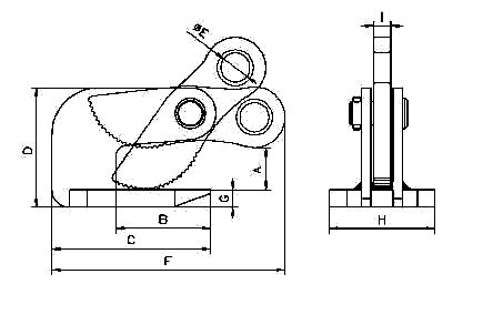 Camlok THK Plate Clamp dimensions