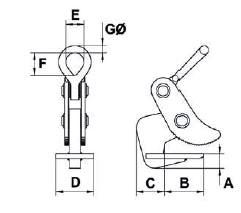 Camlok HH Plate Clamp dimensions