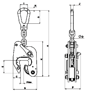 Topal NK Multiposition auto-lock plate clamp dimensions