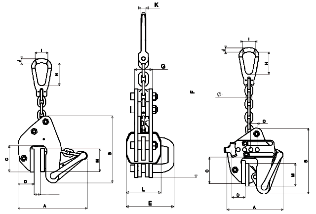 Multiposition auto-lock plate clamp - Topal NX/NXR  dimensions