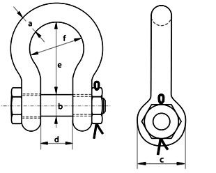 bs large bow shackle with safety bolt