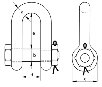 BS small dee shackle with safety bolt