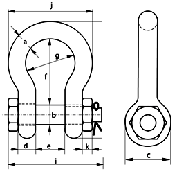 green pin bow shackle dimensions