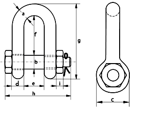 green pin dee shackle with safety bolt