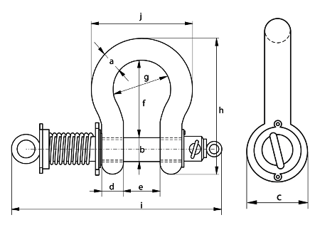 rov release shackle with spring loading