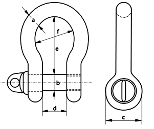 Stainless Steel Bow Shackles dimensions