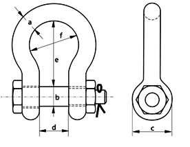 yellow pin bow shackle with safety bolt