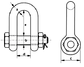 yellow pin dee shackle with safety bolt