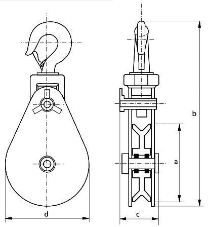 snatch block with hook dimensions