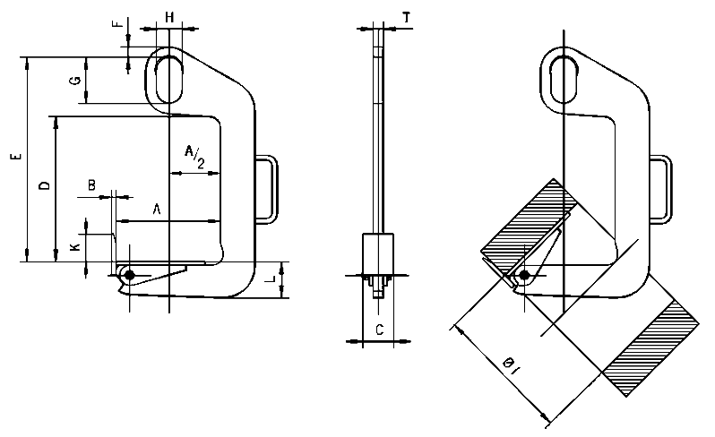 Camlok TCS Universal Turning Hook dimensions