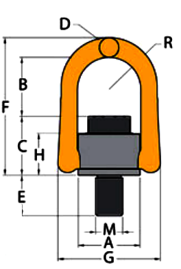 Yoke Grade 8 Metric Thread Swivel Anchor Point