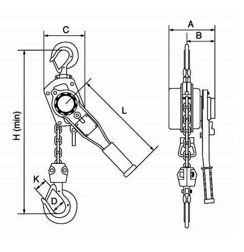 gt viper lever hoist dimensions