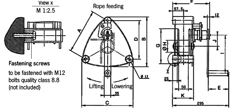 Zinc Plated Wire Rope Winch dimensions