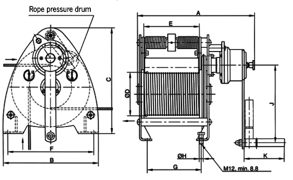 stage winch dimensions
