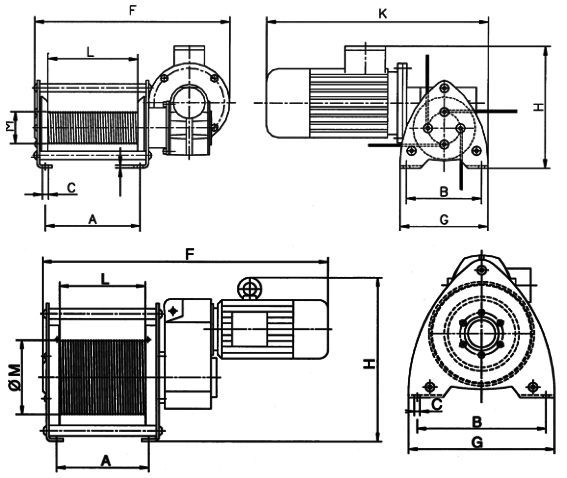 Pfaff Beta Silverline Electric Winch dimensions