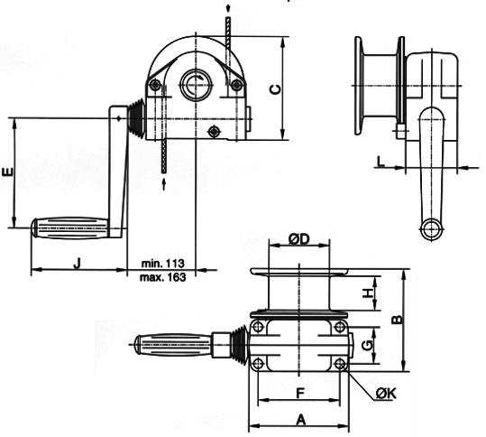 base mounted aluminium winch