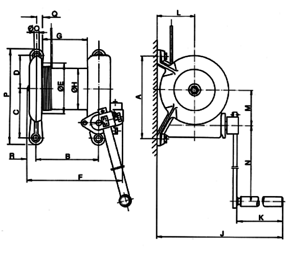 cast iron winch dimensions