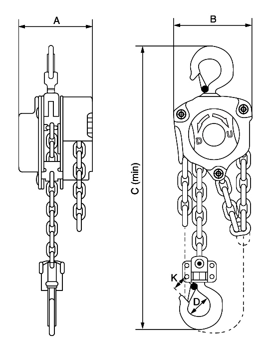 LiftinGear 250kg Manual Chain Block Hoist - 3m Lift, Hand Pulley For Lifting Tackle